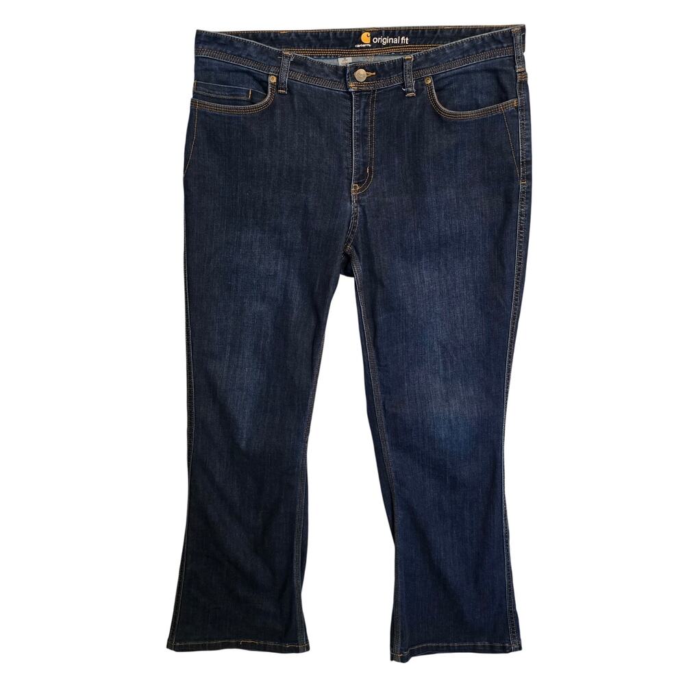 Carhartt Jeans Womens Size 16 Short Blue Original Fit Jasper Bootcut Stretch